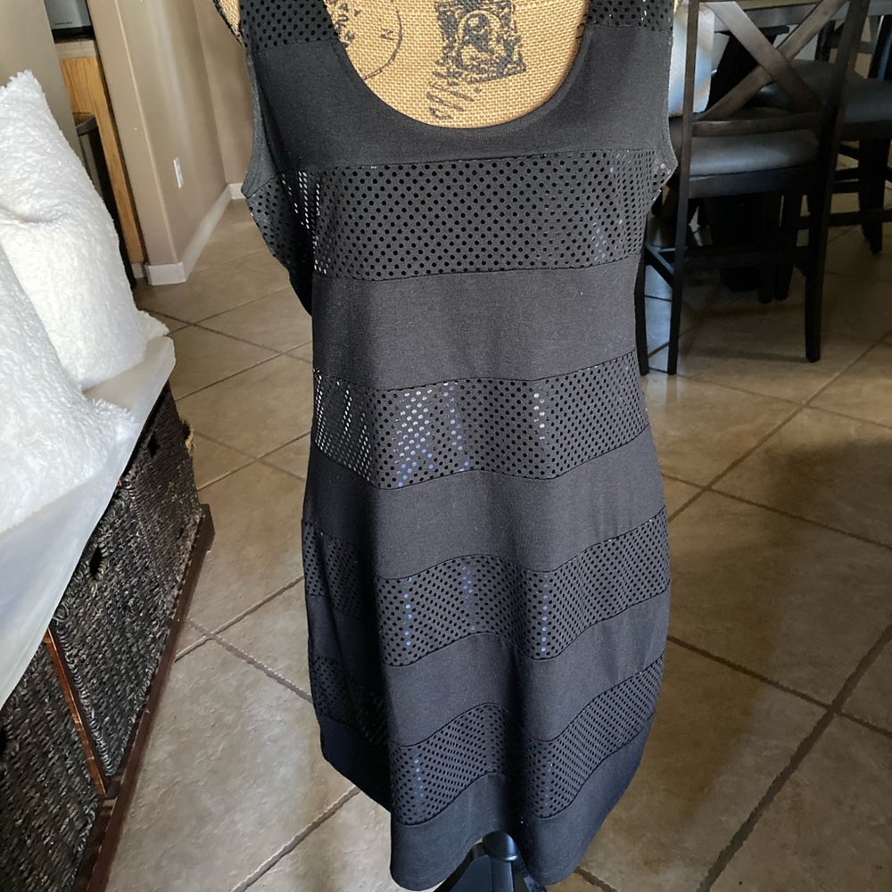 Black sequined panel dress from express